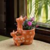 ExclusiveLane 'Kangaroo & Kid' Table Planters for Living Room (7 Inch, Handpainted)| Flower Pots Terracotta Planters Pot for Home Decoration Plant Pot for Indoor Plants Clay Terracotta Pots for Plants
