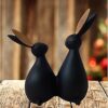 AFTERSTITCH Rabbit Decor Figurines Showpieces For Home Decoration Black Rabit idol for Home Office Living Room Modern Decorative Items Kitchen Latest Handmade Birthday Valentines Day Gift(15*15*20CM)