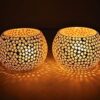 TIED RIBBONS Pack of 2 Turkish Mosaic Glass Votive Tealight Candle Holders - Decorations Items for Home Table Decor Gifts (Glass) - Decor - Gifts