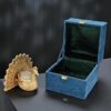 KridayKraft Metal Handcrafted Gold Plated Dancing Peacock Showpiece Candle Holder with Tealight Candle and with Beautiful Velvet Box Packing for Gifting Anniversary Valentine's Day