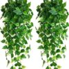 VRB DecTM Artificial Greenery Ferns Plants Vines Fake Ivy Hanging Flowers Vine Pine Needle Wall Hanging for Home Decor Door Wall Balcony Decoration Party Festival (1, Money Plant Hanging),Plastic