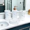 JD Enterprise Ceramic Bathroom Set – Italian 4 Piece Bath Accessories Set with Soap Dispenser, Toothbrush Holder, Tumbler & Soap Dish – Modern Décor for Home & Gift White (JD-BS-822-White)