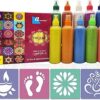 Ascension Rangoli Kolam Powder Colors Bottles Design Creativity Diwali Floor Art Ceramic Colours Rang for Navratri Pongal Pooja Mandir 10 Easy Squeeze Bottles with 4 Rangoli Stencils
