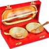 BENGALEN Gold Plated Bowl Spoon Tray Set Light Weight Dessert Dry Fruits Serving Christmas Eid Wedding Return Gifts Friends Family Home Decoration Housewarming Corporate Gifts Diwali Gift Items