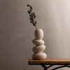 Glimpse Homes Pebble Vase | Ceramic Flower Vase | 11 inch | Whitestone (Ivory, Off-White)