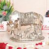 KridayKraft Kamdhenu Cow,Calf with Bal Gopal Krishna Metal Statue for Good Luck,Feng Shui As Table Top Figurine,Vastu,Religious Gau MATA Idol Home,Office&Table Decorative,Animal,17 Cm,13.5 Cm,Silver