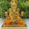 RK FASHION Ceramic Dagadusheth Ganpati Idol, Standard, Gold, Fantasy, 7.6 Cm, 4 Cm
