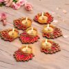 Ascension Decorative Lotus Tealight Candle Holder Stand Set of 7 - Lotus Reusable Diya for Floor Rangoli & Diwali Decoration Items, Home Decor, Diyas Indoor Outdoor Office Decor Gifting Items
