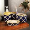 VarEesha Handmade Moroccan Blue Ceramic 4 Piece Bathroom Accessories Set
