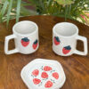 Berry Bliss Coffee Mugs & Snack Plate Combo (Set of 3)
