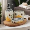 Ceramixs Ghar Ceramic Bathroom Accessories Set for Utility and Bathroom Decor | Liquid Soap Dispenser, soap Tray, Toothbrush Holder Hand Crafted (Color : Multicolor) NBATH_0027