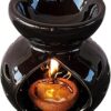 Pure Source India Ceramic Oil Burner with Diya (Black, 4.75 Inch)