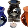 Pure Source India Ceramic Aroma Diffuser Burner (Multicolor) -Set of 3