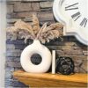 SPHINX White Ceramic Donut Vase, 6 Inch Modern Flower Vase for Pampas Grass, Dried Flowers, Home & Office Decor, Centerpiece, Handcrafted Gift Vase Only