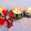 MARWAL HANDICRAFTS Hand-Painted Ceramic Tea Light Holders (Set of 6) for Home Decor Votive Tealight Holder T Lite Candle Stand for Home Decoration