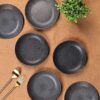VarEesha Sitare Hand-Made Black Dotted Matt Ceramic Quarter Plate Set of Six | Dinner Plates Microwave & Dishwasher Safe Ceramic Plates for Dinner | Quarter Plates Set of 6 | Dinner Side Plates