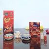 IKBOE Happy Diwali Gift Combo Hamper | White Small Ganesha Idol with Rolli Chawal | 2 Ceramic Tea Light Holder | Set of 10 Scented Candles | Festive Greeting Card
