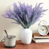 Tied Ribbons Set Of 4 Artificial Lavender Flowers Plant (Lavender,32 Cm) For Vase Pot Home Décor Items For Living Room Balcony Kitchen Bedroom Office Decoration (Pot Not Included) - Polyester