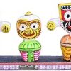 Real Craft Lord Jagannath,Subhadra,Balabhadra Idol with Sudarshan Chakra | for Home Deocr, Car Dash Board, Puja, Shop, Office, Gifting Decorative Showpiece - 8 cm (Ceramic, Multicolor)