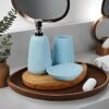 Ceramixs Ghar Ceramic Bathroom Accessories Set for Utility and Bathroom Decor | Liquid Soap Dispenser, soap Tray, Toothbrush Holder Hand Crafted (Color : Sky Blue) NBATH_0009