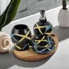 Ceramixs Ghar Ceramic Bathroom Accessories Set for Utility and Bathroom Decor | Liquid Soap Dispenser, soap Tray, Toothbrush Holder Hand Crafted (Color : Multicolor) NBATH_0036