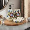 Ceramixs Ghar Ceramic Bathroom Accessories Set for Utility and Bathroom Decor | Liquid Soap Dispenser, soap Tray, Toothbrush Holder Hand Crafted (Color : Multicolor) NBATH_0026