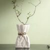 Glimpse Homes Crumpled Bag Vase | 8 inch (Matte, Off-White)