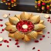 CraftVatika Floral Urli Bowl for Diwali Gift Items for Home Decoration Decor - Iron Flower Shaped Bowl for Gift, Decor, Living Room, Diwali Festival Diwali Gifts (Set of 1)