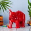 SR Handicrafts Home Decor Elephant Statue Modern Style Red Decoration Suitable for Living Room, Bedroom, Desk, Cabinet, Gifts