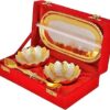 Crafts King: King of crafts White Metal Silver/Gold Plated Traditional Kamal Bowl Set - 5 Pieces, 30 Microliter