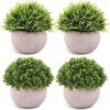 Dekorly® 4 Packs Artificial Potted Plants Bathroom Fake Shelf Plant Office Table Decor Mini Green Faux Topiary Kitchen Cabinet Farmhouse Decorations (4 Plastic Pots)