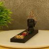TIED RIBBONS Buddha Head Showpiece Tealight Candle Holder with Tray Set - Decoration Items for Home Decor Mandir Temple Pooja Room Living Room Table Office Decorative Gifts