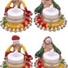 Prapti Handicrafts Handmade Tealight Candle Holders for Diwali Decoration,Home Decor Gifts Items/Diya for Home Office Pooja,Durga Puja Gift Sets (Puppet Diya, Pack of 4)