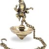 Two Moustaches Dancing Ganesha Brass Hanging Diya for Home Decor, 6 Inches Ganesha Brass Deepak , 11 Inches Chain Length, Hanging Diya for Home Decor, Pack of 1
