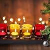 TIED RIBBONS Glass Votive Tealight Candle Holders with Tray (Set of 4) - Decorations Items for Home D?cor Living Room Bedroom Dining Table Office - Gifts