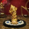 TIED RIBBONS Ganesha Statue Playing Bansuri with with Wooden Flower Tealight Candle Holder Colorful Stones and Wooden Base - Decoration Items for Home Gifts Set
