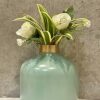 Urban Born Metal Round Aqua Flower Vase for Home Decor and Living Room Vintage Decor Antique Decor for Home Décor