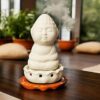 VoiDrop Buddha Handcrafted Incense Holder | Ceramic Smoke Fountain Holder | Decorative Showpiece for Home, Office & Temple |Spiritual Gift & Home Décor Item (White)