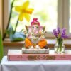 DIYAAN ENT Ganesh Idol for Home Temple Decoration | Lord Ganesha Statue Murti for Pooja Room | Marble Dust Multicolour Ganpati Showpiece for Office, Gift, Festival, Vastu, Blessings (5 Inch)
