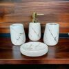 JD Enterprise Ceramic Bathroom Set – Italian 4 Piece Bath Accessories Set with Soap Dispenser, Toothbrush Holder, Tumbler & Soap Dish – Modern Décor for Home & Gift Bathrooms, White (JD-BS-795-White)