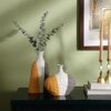 Glimpse Homes Slate & Sunshine Ceramic Flower Vase Set | Grey & Mustard | 11 inch & 7.5 inch