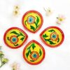 Natriel Handmade Pottery Diya Diyas Earthen Assorted Colorful Diwali Decoration Puja Handpainted Home Indoor Outdoor Design Handmade Unique Design First Ever (Design-08)