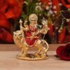 Collectible India Gold Plated Goddess Maa Durga Sherawali MATA Idol Statue for Car Dashboard Mandir Pooja Murti Temple Puja Home Office Decor Showpiece Durga.