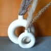 The Vintage Artefacts Donut White, Ceramic Pot and vase Handcrafted, Round Shaped (vase) Set of Two (8.5 and 5 inches) Both White