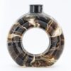 Artisan Crafted Black Donut Ceramic Ring Vase Unique Home Decor Accent (Brown)