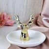 SATYAM KRAFT 1 Pcs Golden Reindeer in Plate Gift | Gift for Him/Her, Girlfriend Boyfriend Husband Wife Girls Boys Birthday Wedding Anniversary Romantic Showpiece