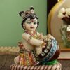 TIED RIBBONS Lord Krishna Makhan Chor Idol Statue Figurine Showpiece (19 x 15 x 9 cm) - Decoration Items for Home Decor Living Room Mandir Temple Pooja Room Table Decorative Gifts