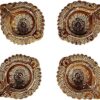Set of 4 Ceramic Designer Oil Diya | Traditional Lighting Diya | Handmade Ceramic Diya for Home & Diwali Decoration - Temple décor Diya for god Worship