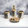 Whizzo® Moden Design Multicolor Luxury Bathroom Accessories Set Ceramic - Including 4 Piece Bathroom Accessories Set Soap Dispenser, Toothbrush Holder, Tumbler, Soap Dish (Black)