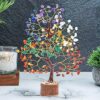 HindCraft Chakra Tree for Positive Energy - Crystal & Healing Stones Feng Shui Seven Chakra Tree of Life Decor - Perfect Rakhi Gift for Brothers & Sisters - 7 Chakra Tree, 200 Beads, 8-10"